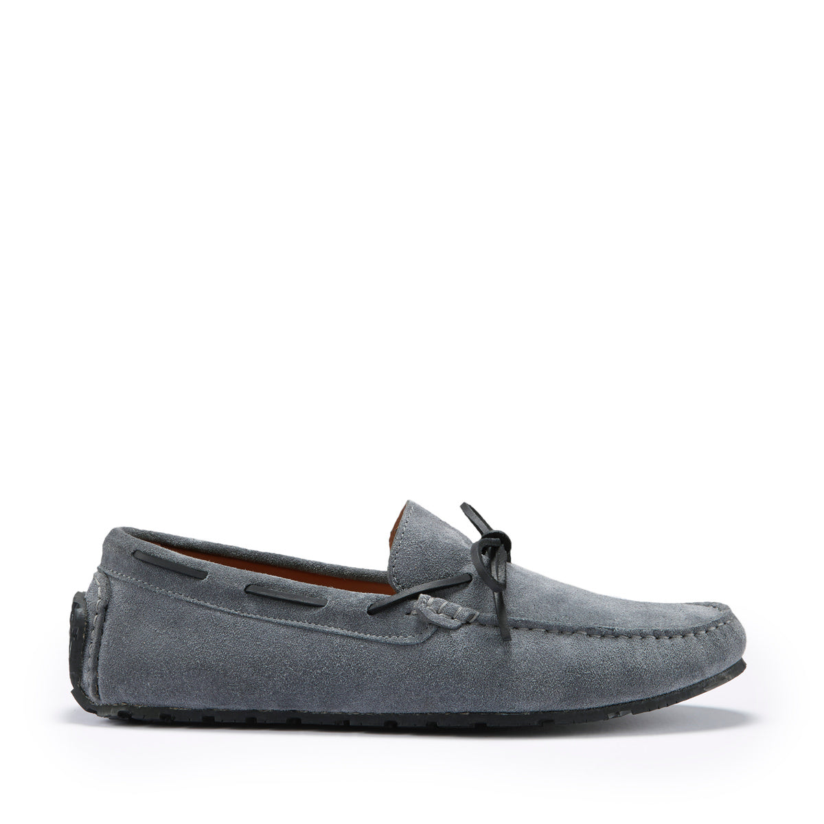 Men's Slate Grey Suede Driving Loafers - Tyre Sole