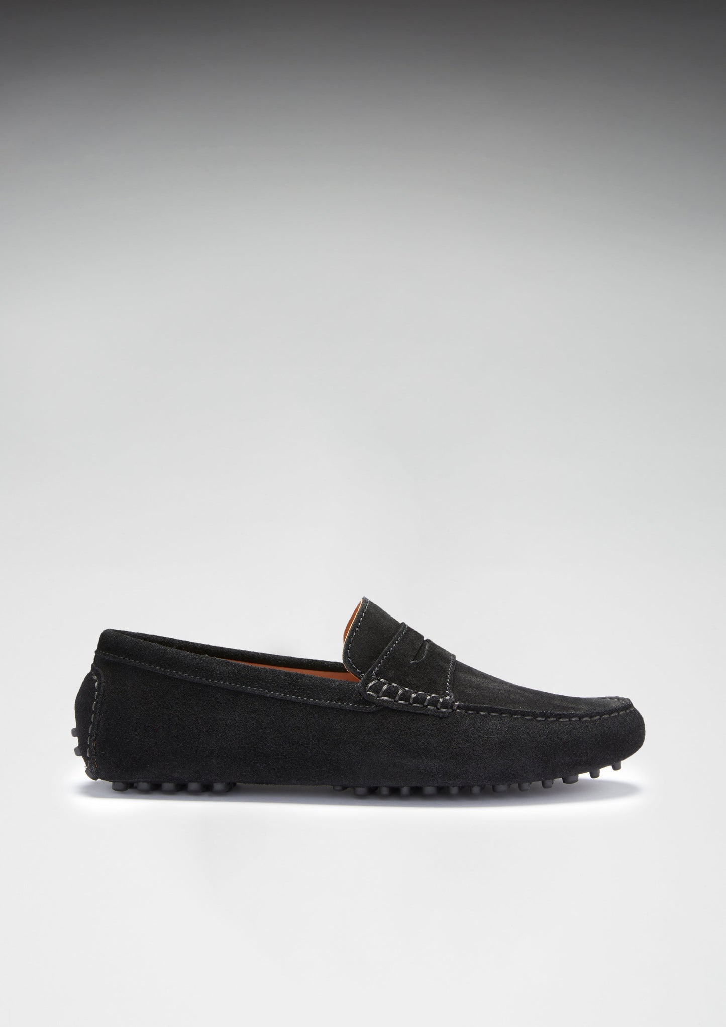 Black Suede Penny Driving Loafers - Men's