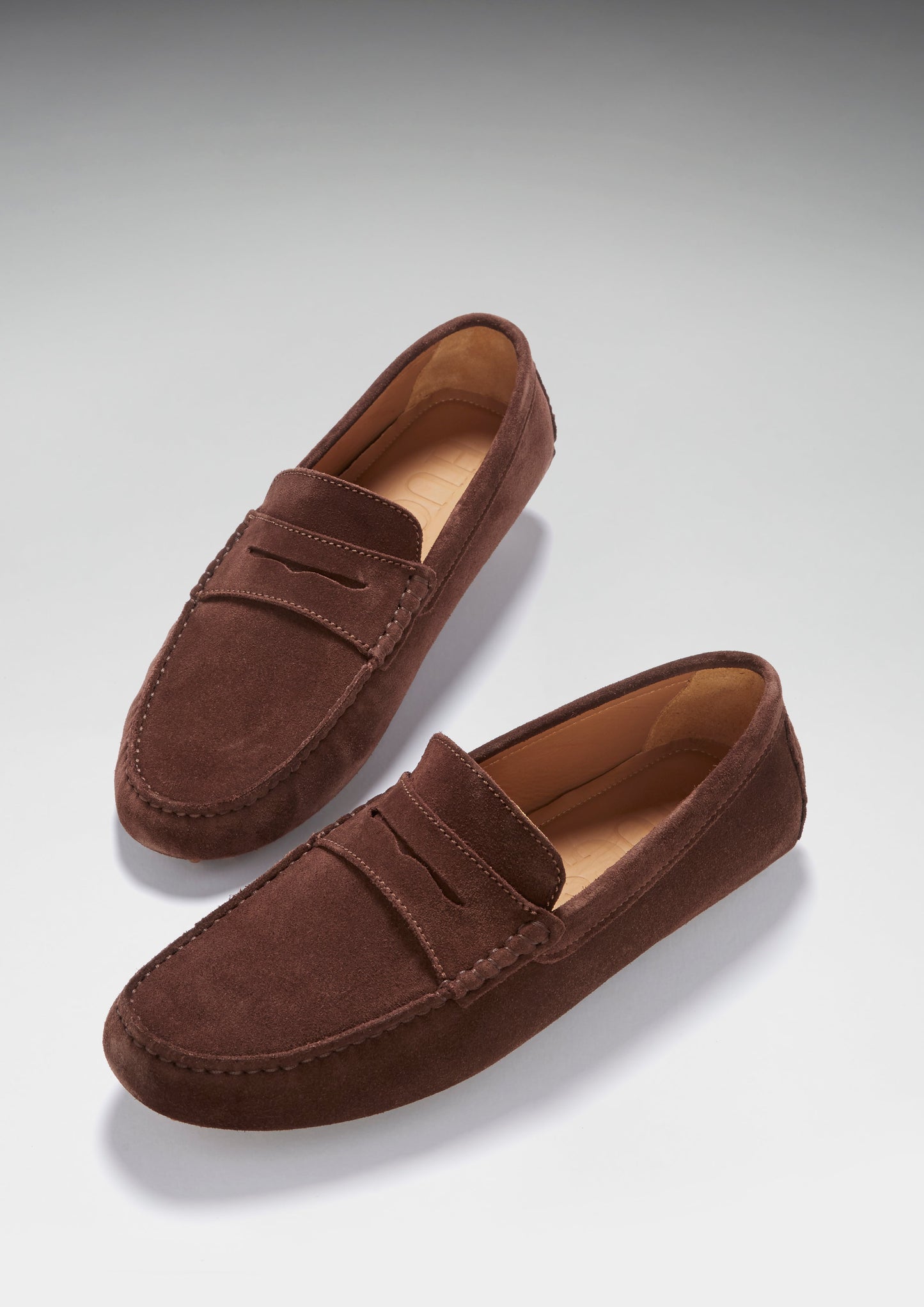 Men's Brown Suede Penny Driving Loafers