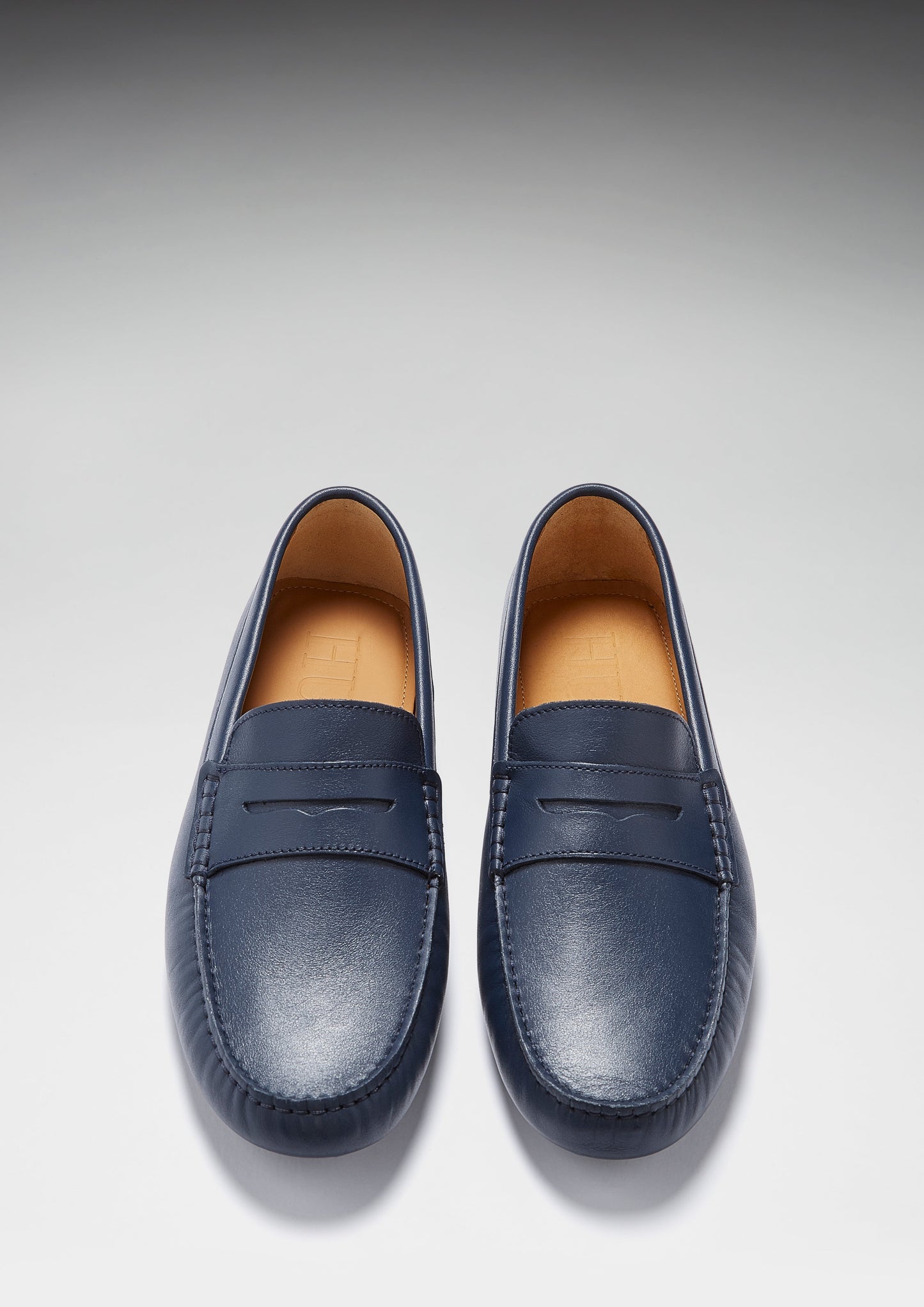 Men's French Navy Leather Penny Driving Loafers