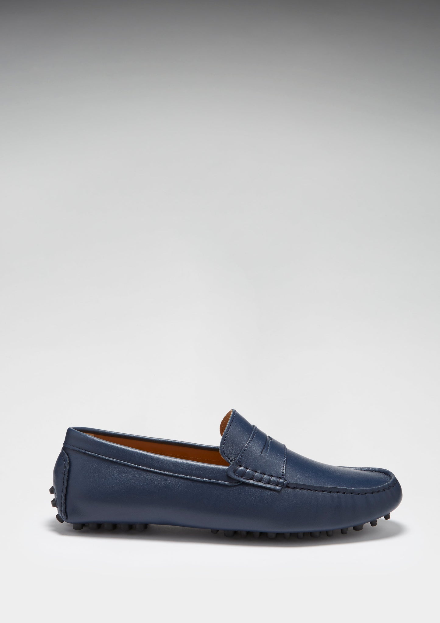 Men's French Navy Leather Penny Driving Loafers