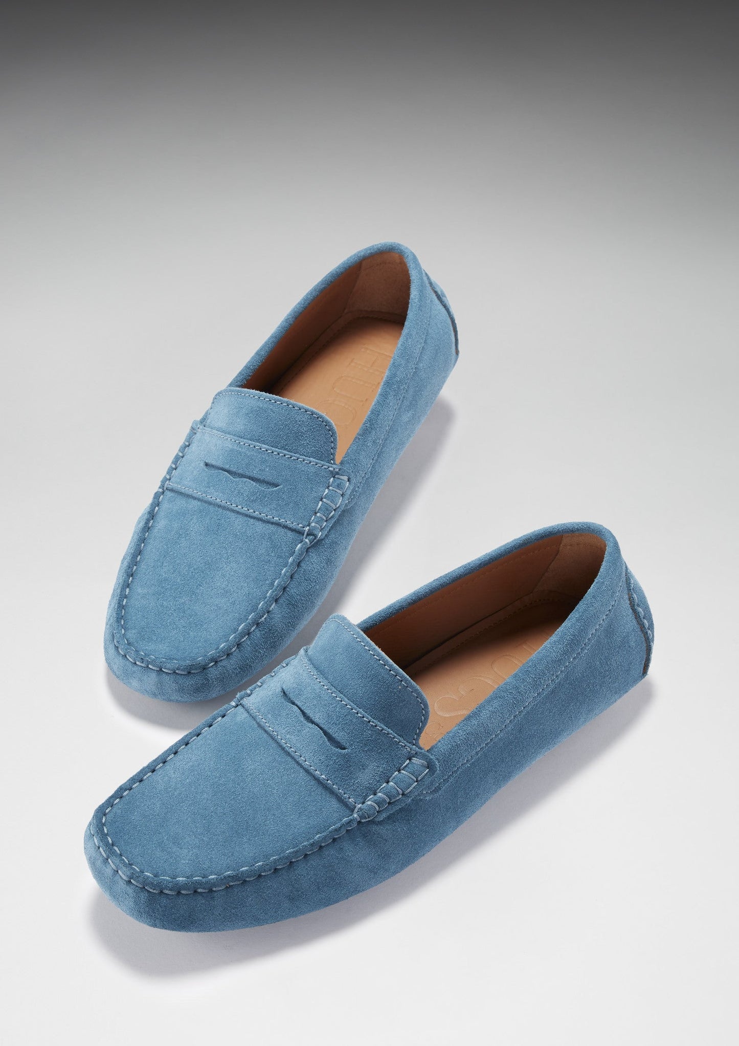 Men's Petrol Blue Suede Penny Driving Loafers