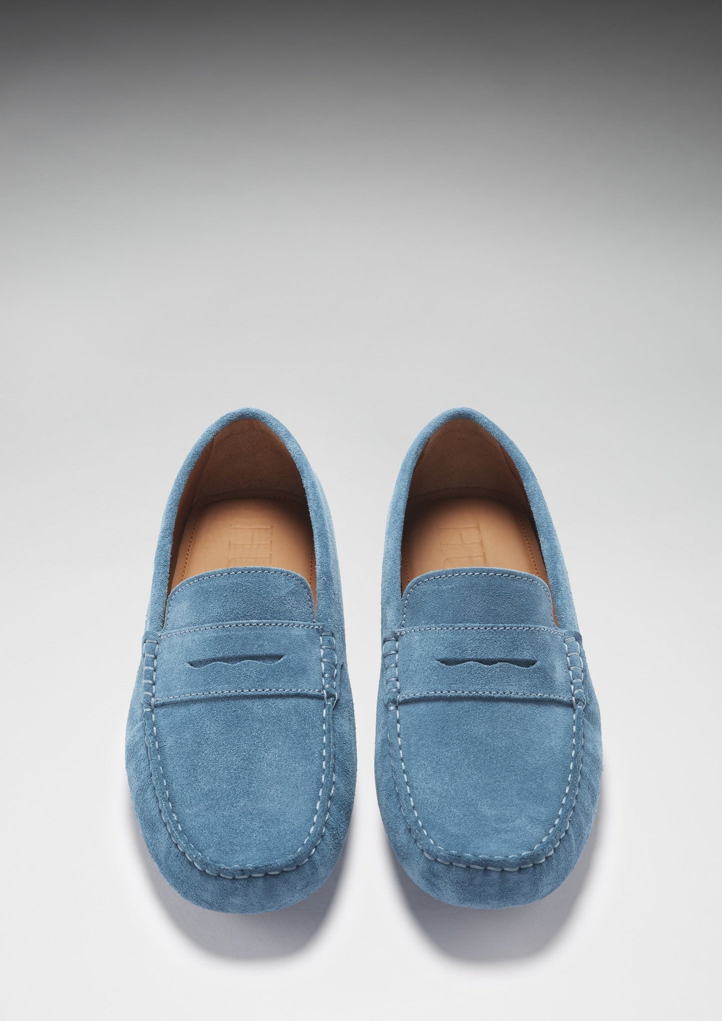 Men's Petrol Blue Suede Penny Driving Loafers