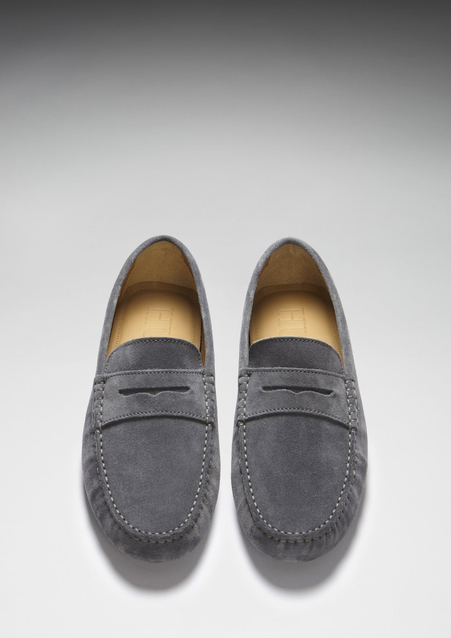 Slate Grey Suede Penny Driving Loafers - Men's