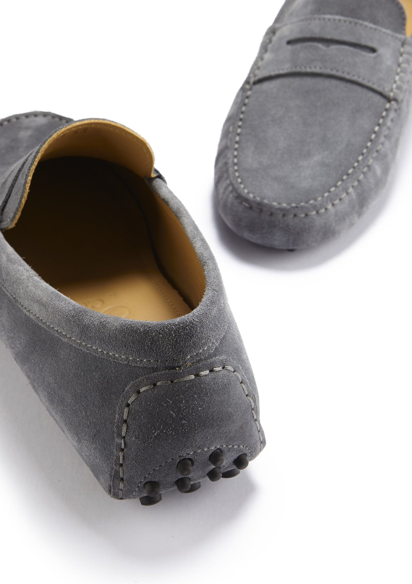 Slate Grey Suede Penny Driving Loafers - Men's