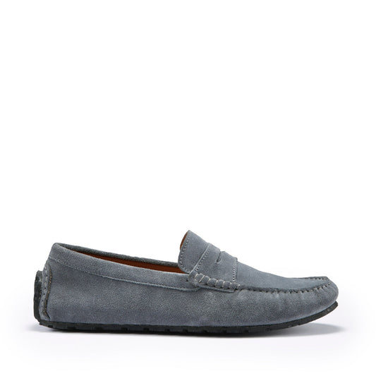 Men's Eco Slate Grey Suede Penny Driving Loafers
