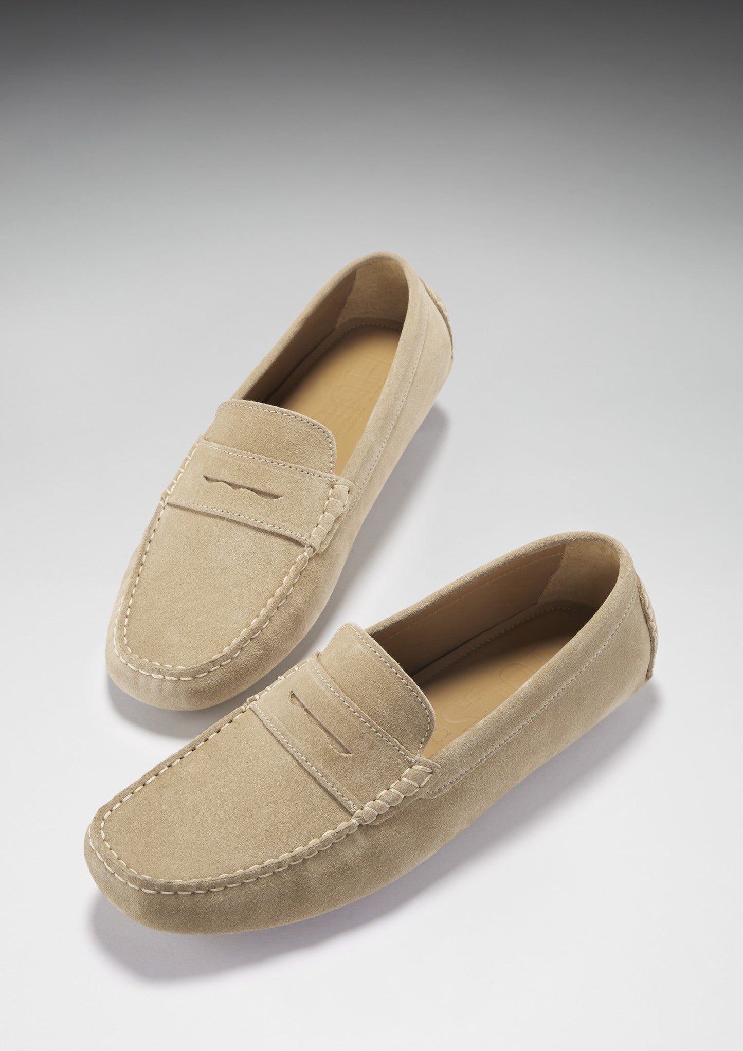 Taupe Suede Penny Driving Loafers - Men's