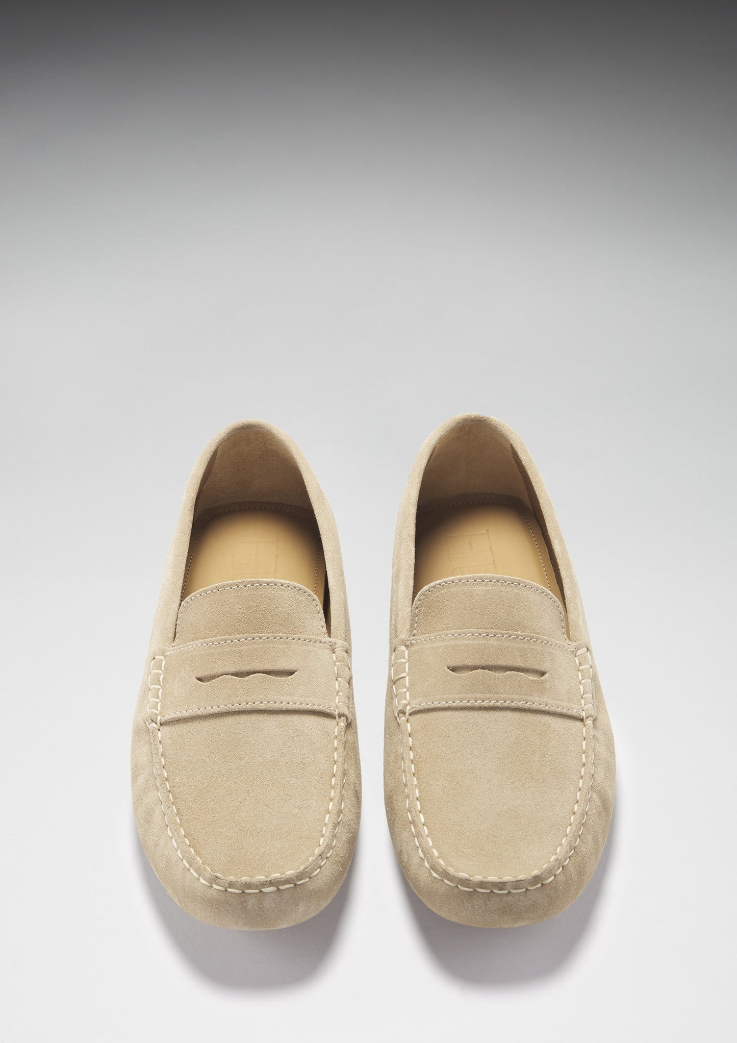 Taupe Suede Penny Driving Loafers - Men's