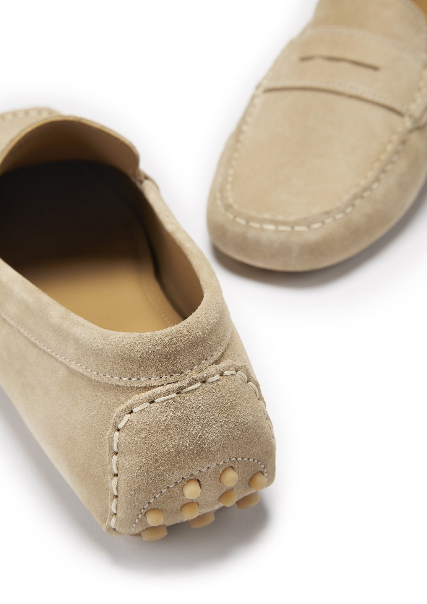 Taupe Suede Penny Driving Loafers - Men's