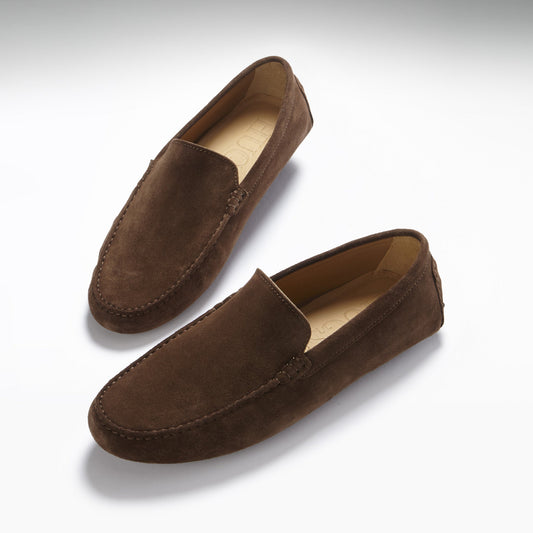 Brown Suede Driving Loafers - Italian Leather