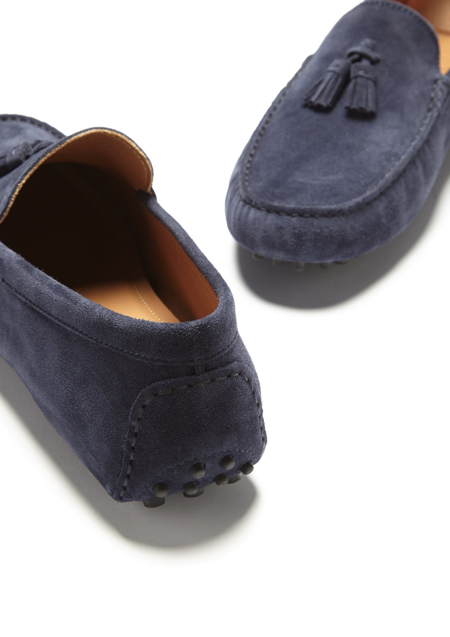 Navy Blue Suede Tasselled Driving Loafers