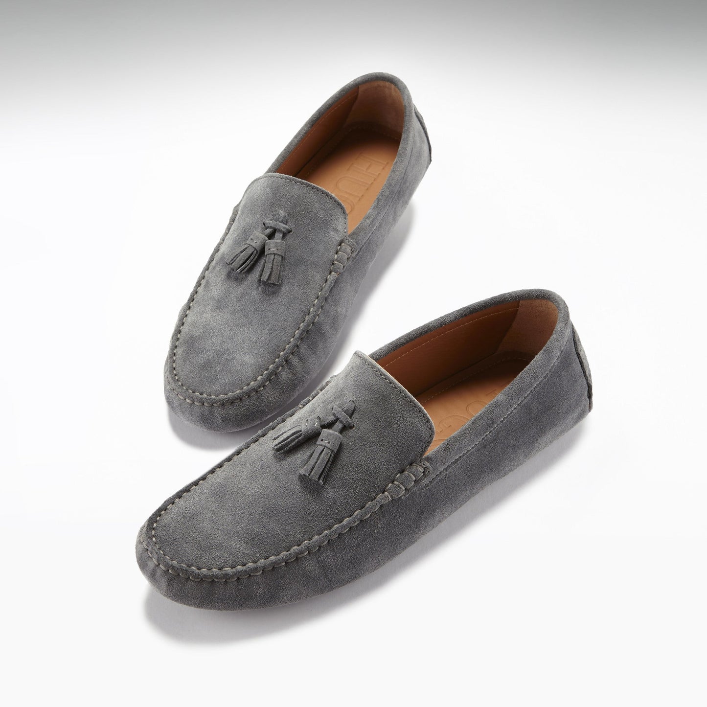 Slate Grey Suede Tasselled Driving Loafers
