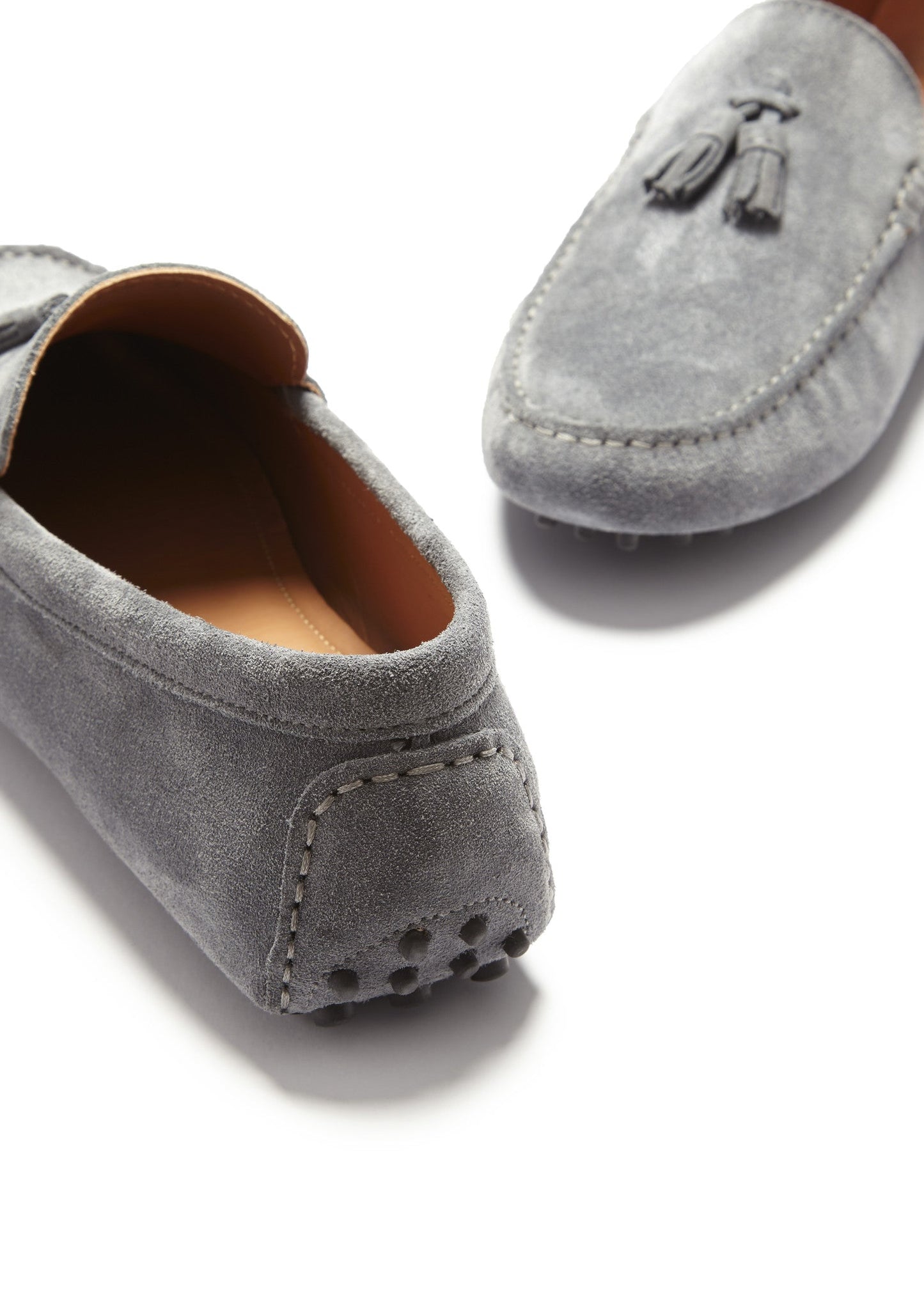 Slate Grey Suede Tasselled Driving Loafers