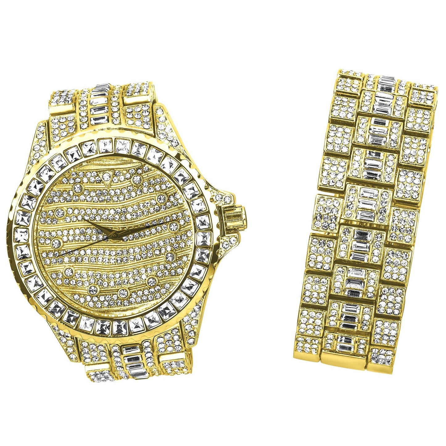 MONARCH Bling Master Watch & Bracelet Set - Gold Luxury Timepiece - Style Queenz