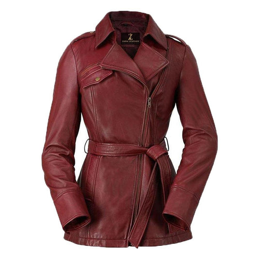 Monica Women's Leather Long Coat - Premium Sheepskin Jacket with Lifetime Warranty - Style Queenz