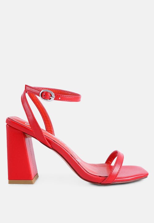 Mooncut Croc Texture Block Heel Sandals - Square Toe Ankle Strap - Style Queenz