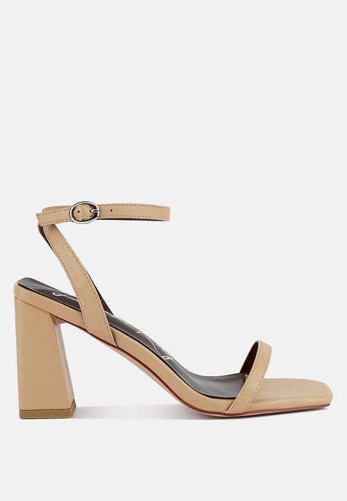 Mooncut Croc Texture Block Heel Sandals - Square Toe Ankle Strap - Style Queenz