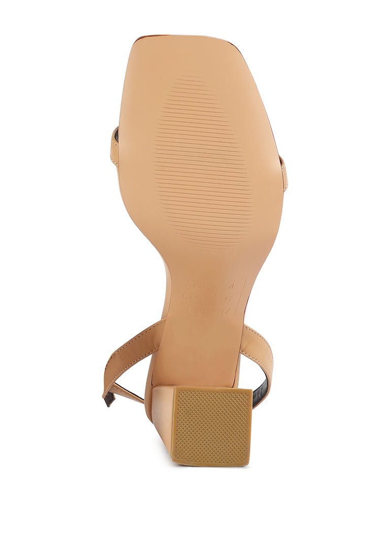 Mooncut Croc Texture Block Heel Sandals - Square Toe Ankle Strap - Style Queenz