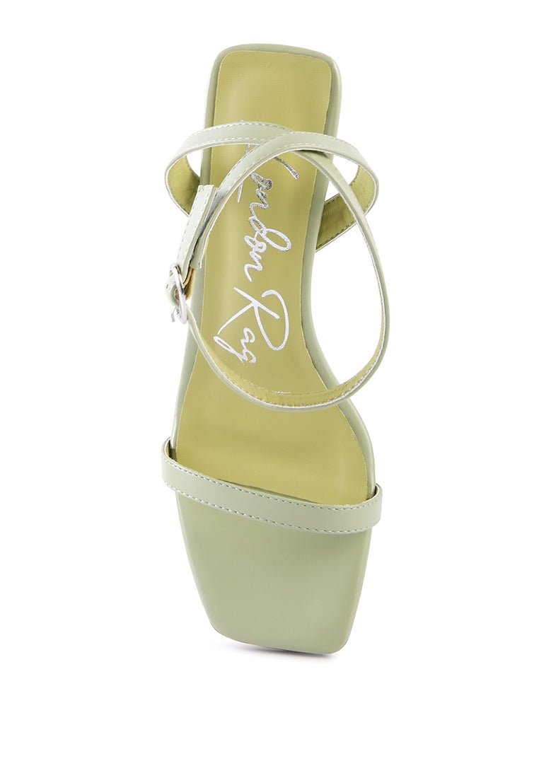 Mooncut Croc Texture Block Heel Sandals - Square Toe Ankle Strap - Style Queenz