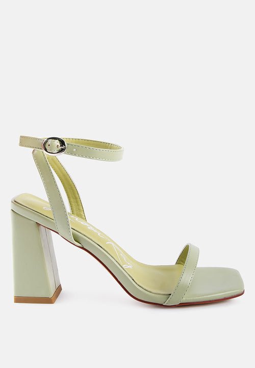 Mooncut Croc Texture Block Heel Sandals - Square Toe Ankle Strap - Style Queenz