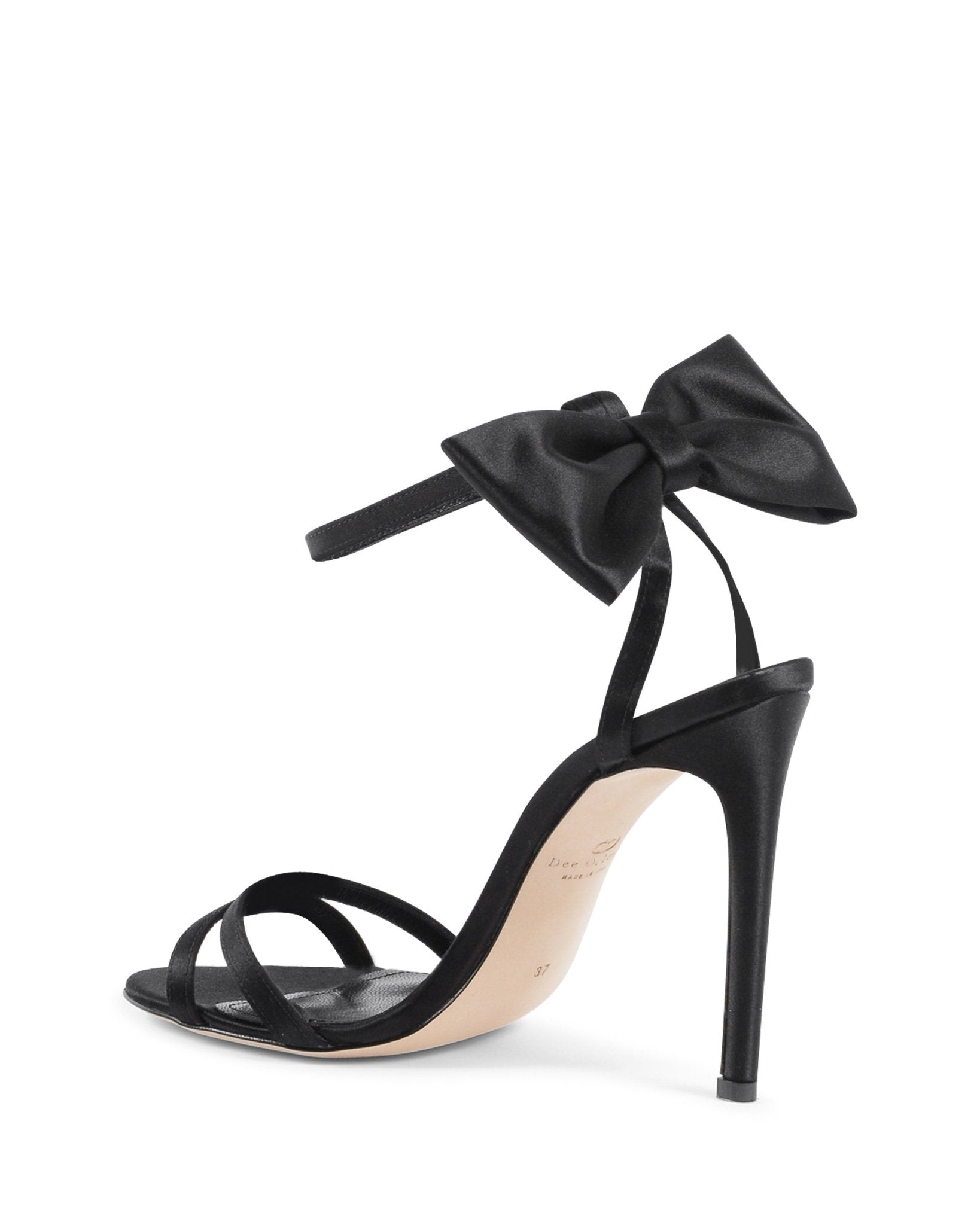 Nadine Bow Sandal - Italian Satin High Heel Sandals with Ankle Lacing - Style Queenz