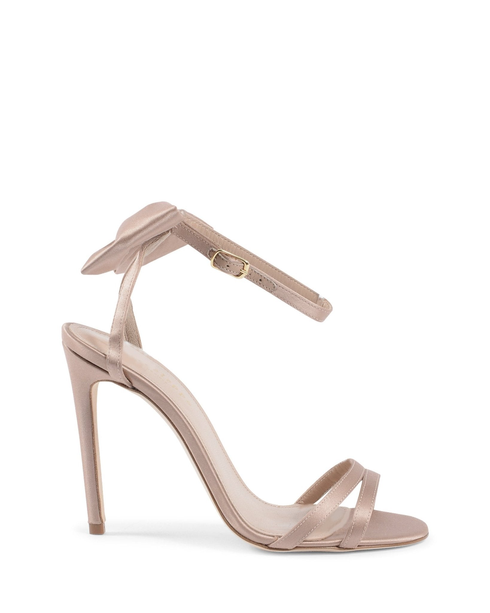Nadine Bow Sandal - Italian Satin High Heel Sandals with Ankle Lacing - Style Queenz