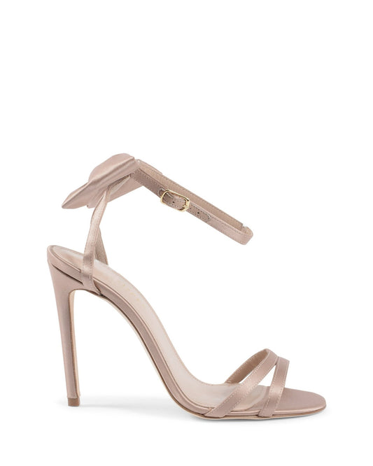 Nadine Bow Sandal - Italian Satin High Heel Sandals with Ankle Lacing - Style Queenz
