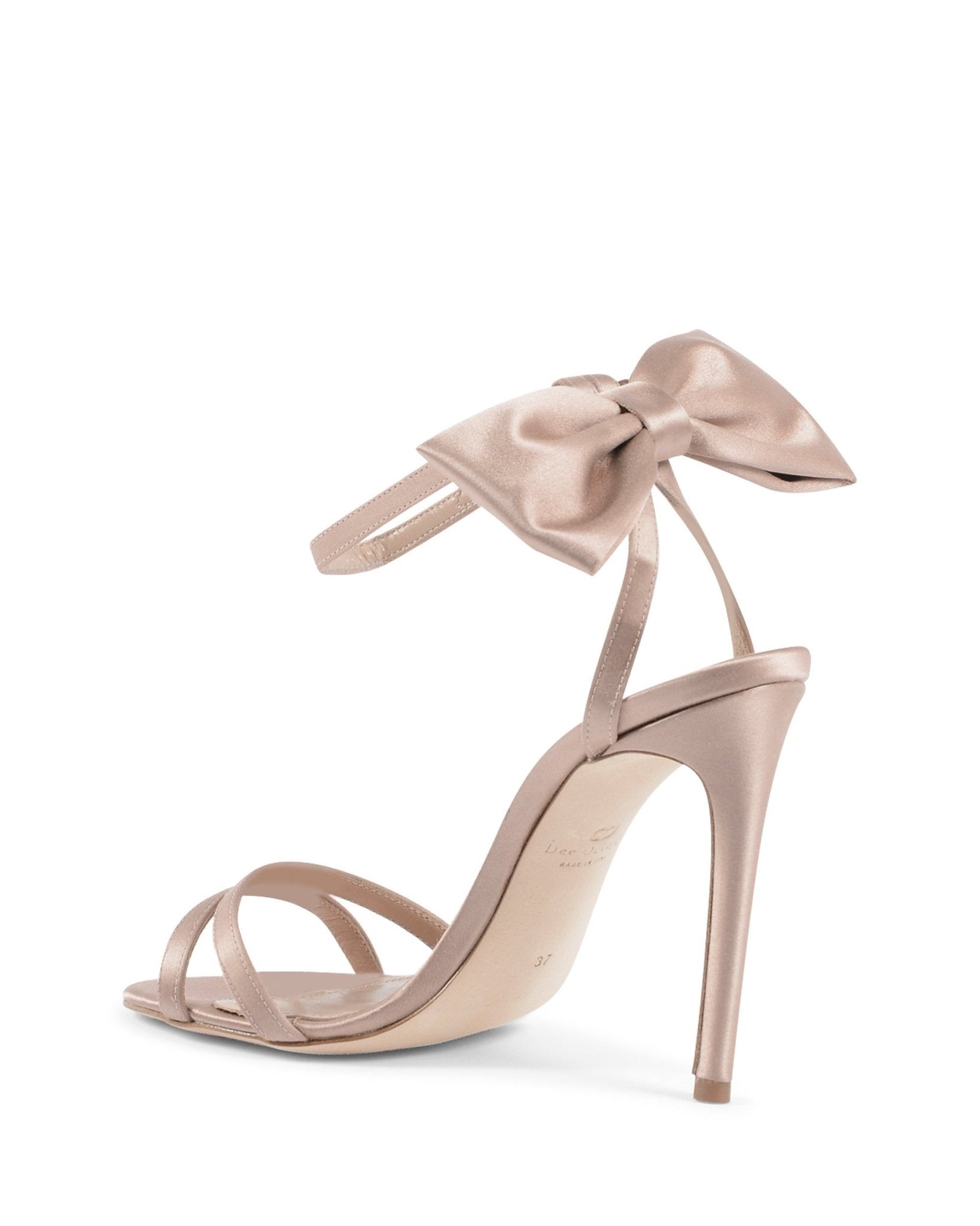 Nadine Bow Sandal - Italian Satin High Heel Sandals with Ankle Lacing - Style Queenz