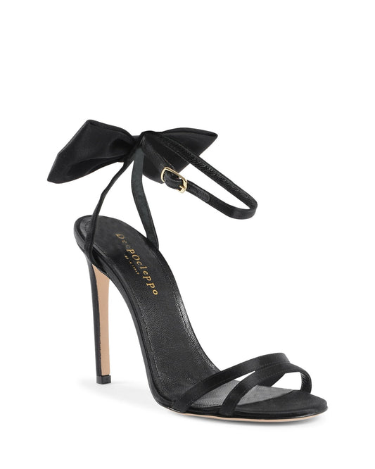Nadine Bow Sandal - Italian Satin High Heel Sandals with Ankle Lacing - Style Queenz