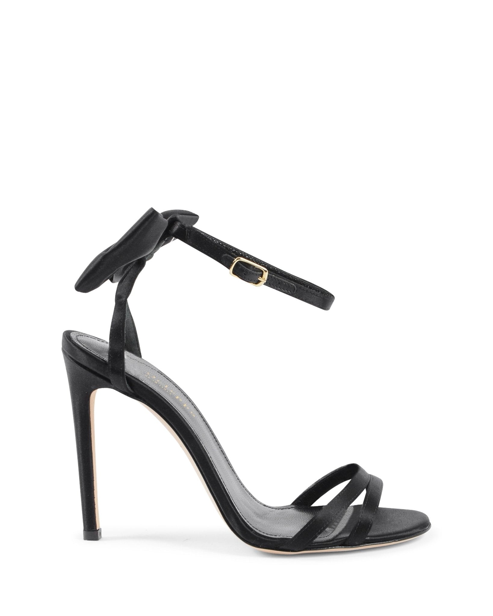 Nadine Bow Sandal - Italian Satin High Heel Sandals with Ankle Lacing - Style Queenz