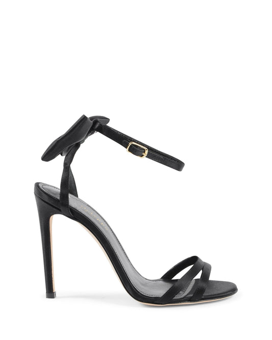 Nadine Bow Sandal - Italian Satin High Heel Sandals with Ankle Lacing - Style Queenz
