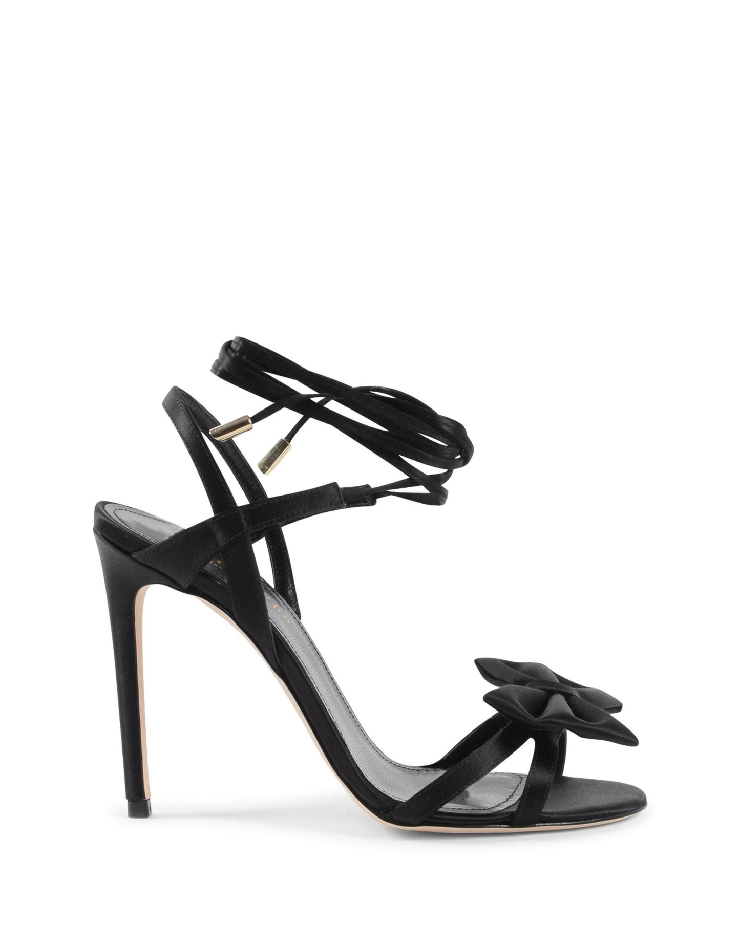 Nancy Designer Satin Sandal Black - Italian High Heel Ankle Lace Sandals - Style Queenz