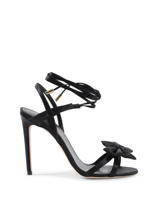 Nancy Designer Satin Sandal Black - Italian High Heel Ankle Lace Sandals - Style Queenz