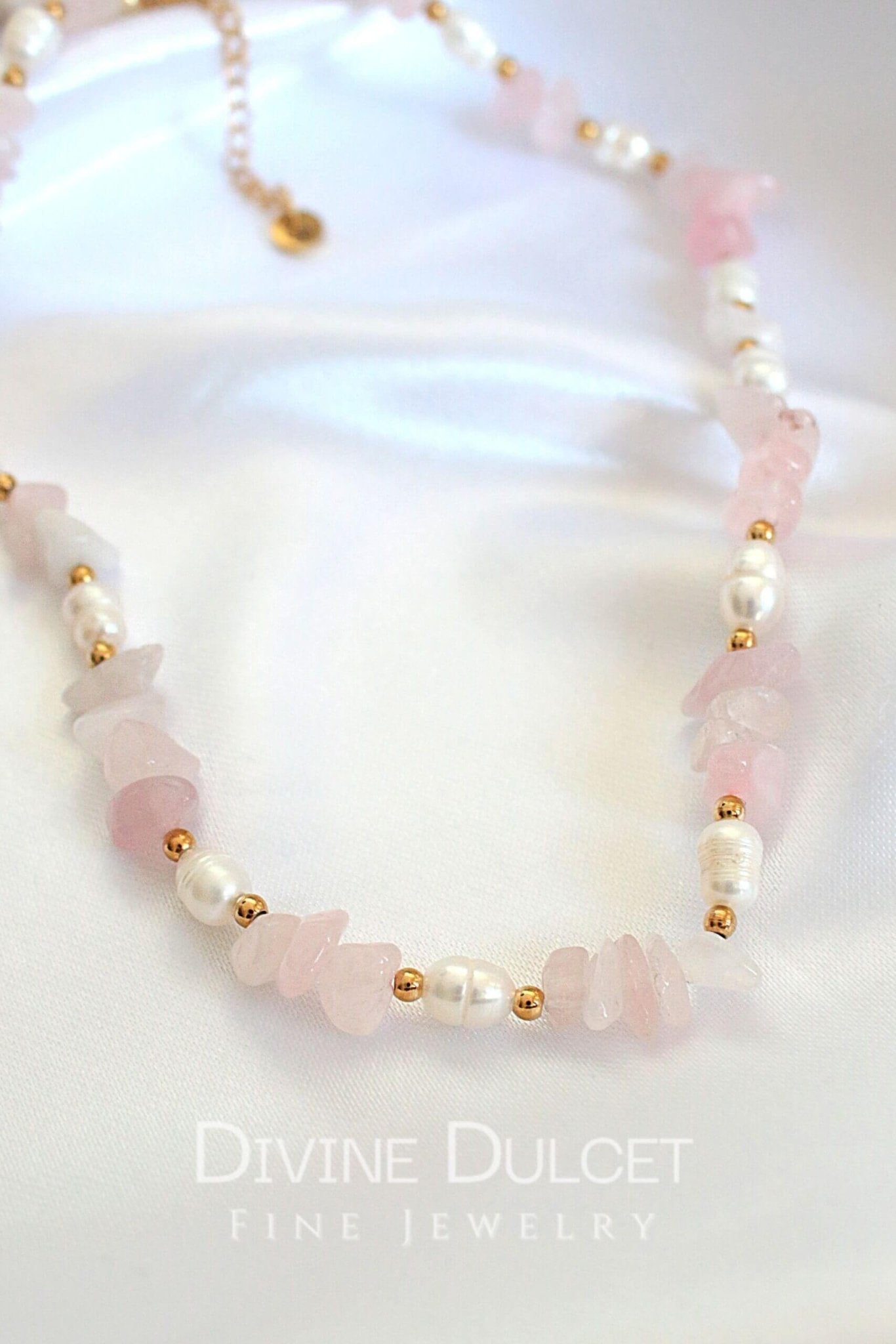 Natural Rose Quartz & Freshwater Pearl Choker - Healing Crystal Jewelry - Style Queenz