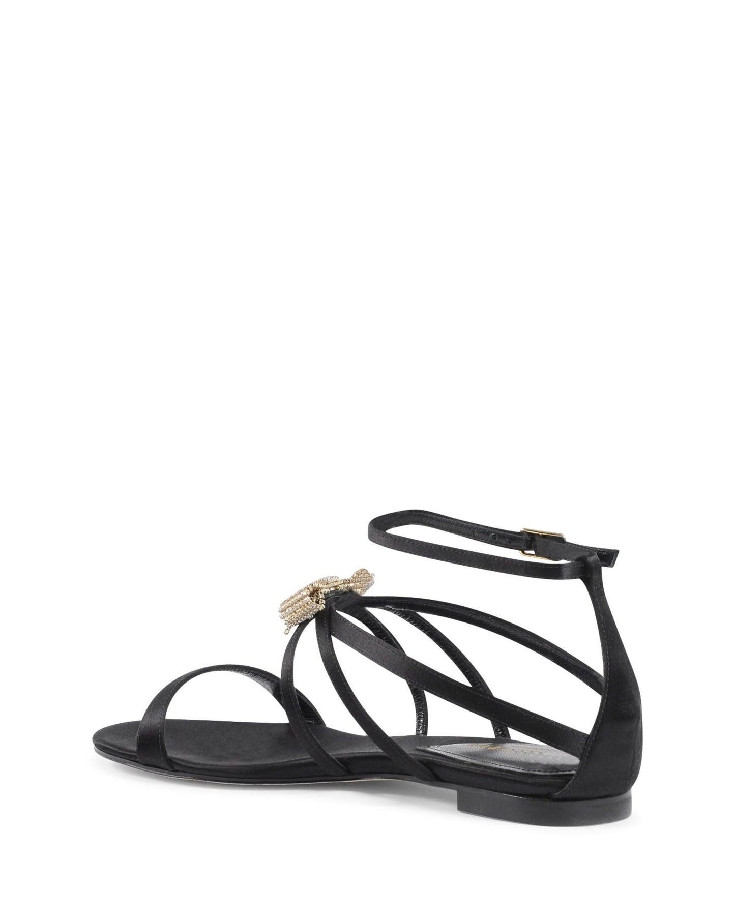 Nicole Black Satin Sandals - Italian Swarovski Crystal Designer Footwear - Style Queenz