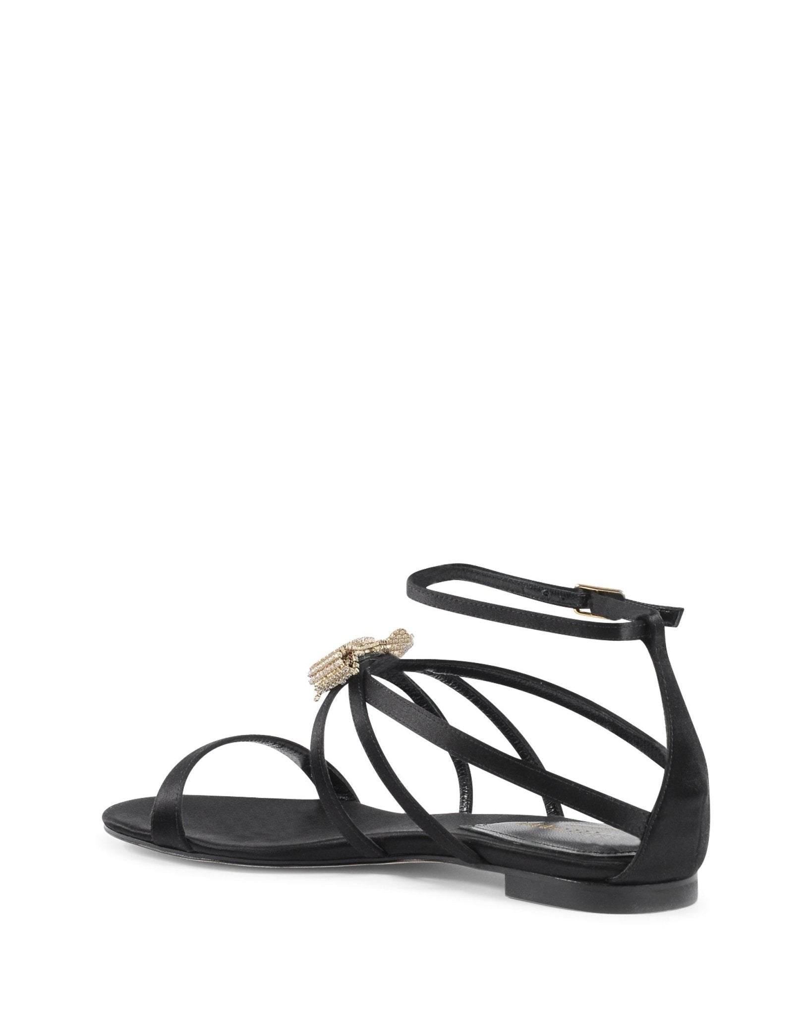 Nicole Black Satin Sandals - Italian Swarovski Crystal Designer Footwear - Style Queenz