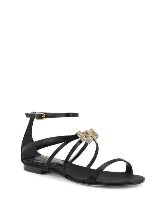 Nicole Black Satin Sandals - Italian Swarovski Crystal Designer Footwear - Style Queenz