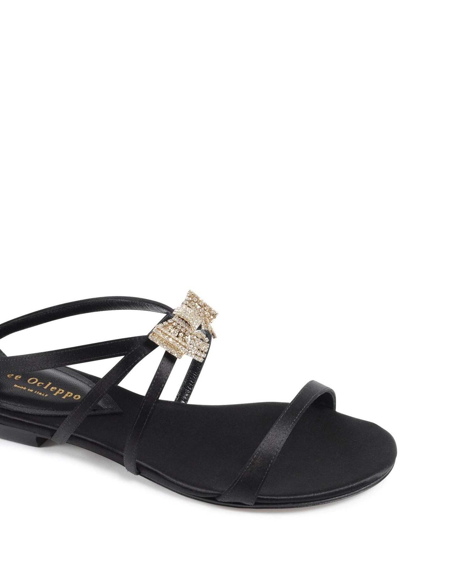 Nicole Black Satin Sandals - Italian Swarovski Crystal Designer Footwear - Style Queenz