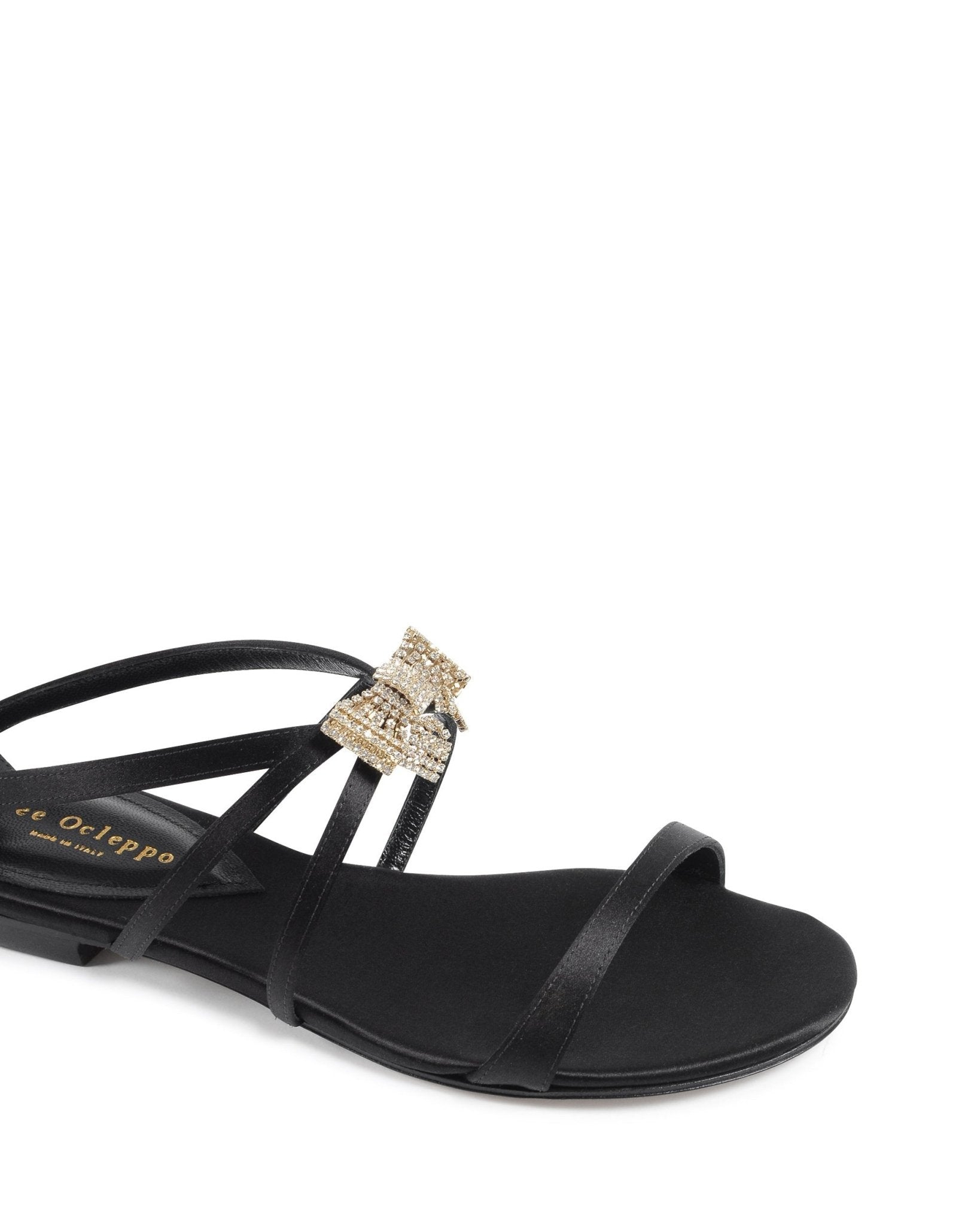 Nicole Black Satin Sandals - Italian Swarovski Crystal Designer Footwear - Style Queenz