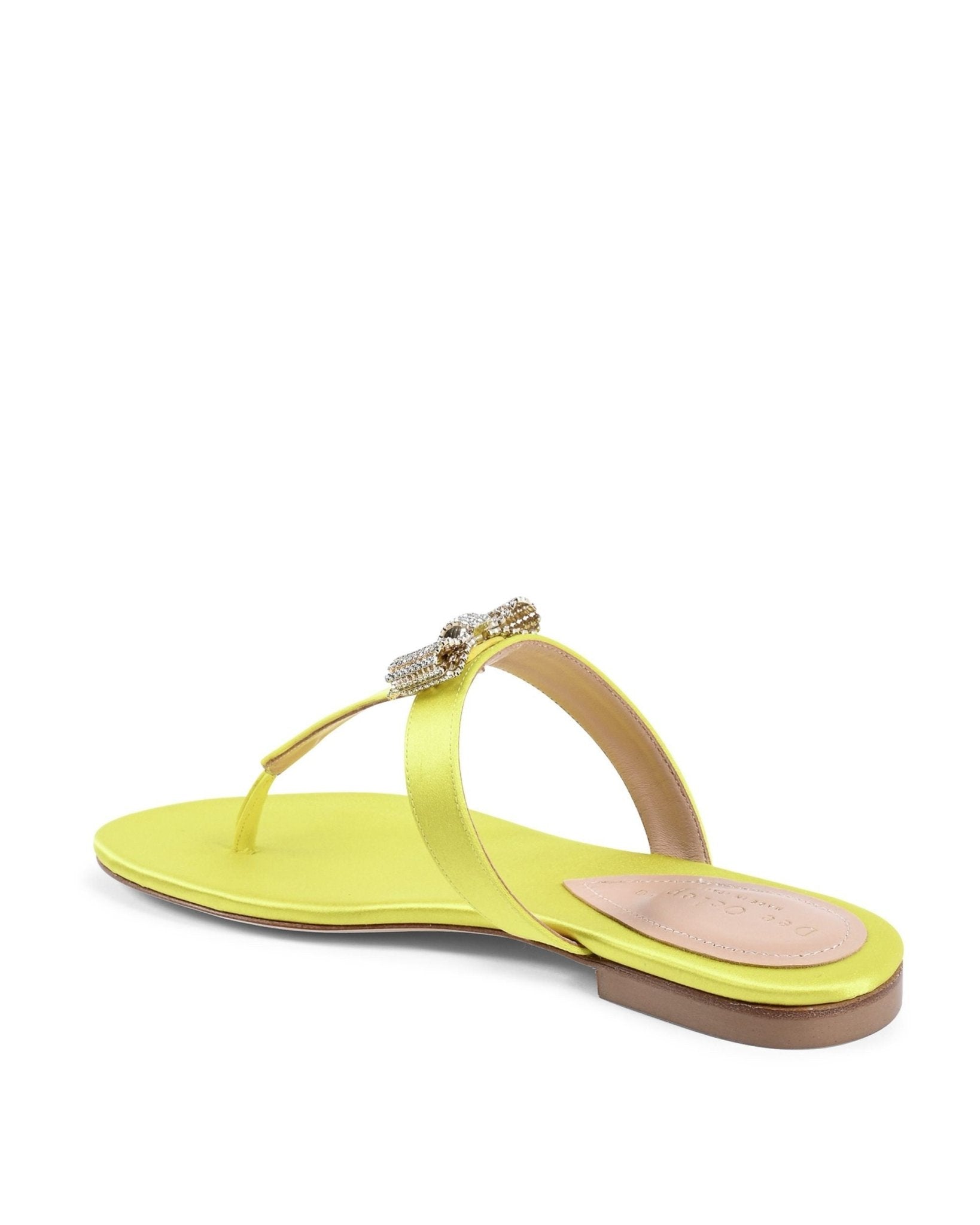 Nina Satin Sandal Yellow - Italian Handcrafted Low Heel Sandals - Style Queenz