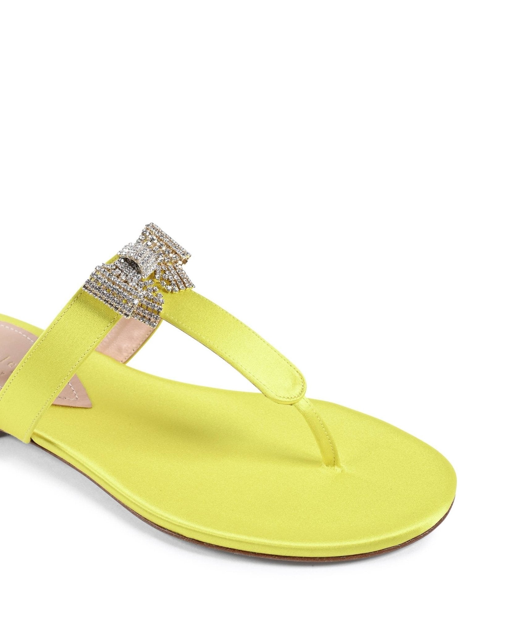 Nina Satin Sandal Yellow - Italian Handcrafted Low Heel Sandals - Style Queenz