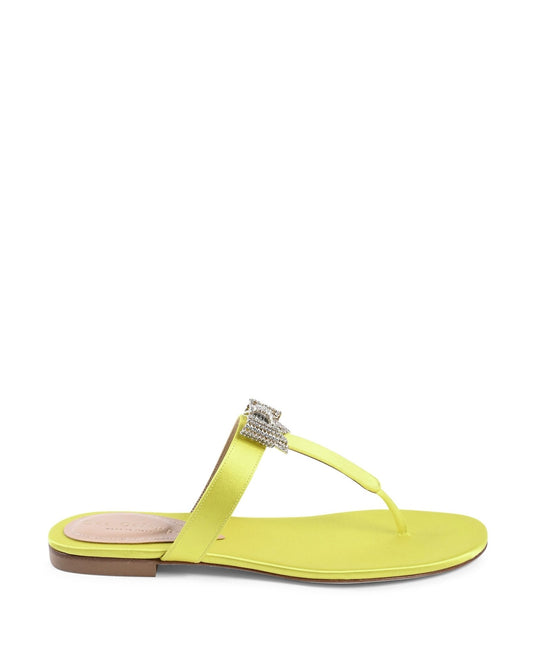Nina Satin Sandal Yellow - Italian Handcrafted Low Heel Sandals - Style Queenz