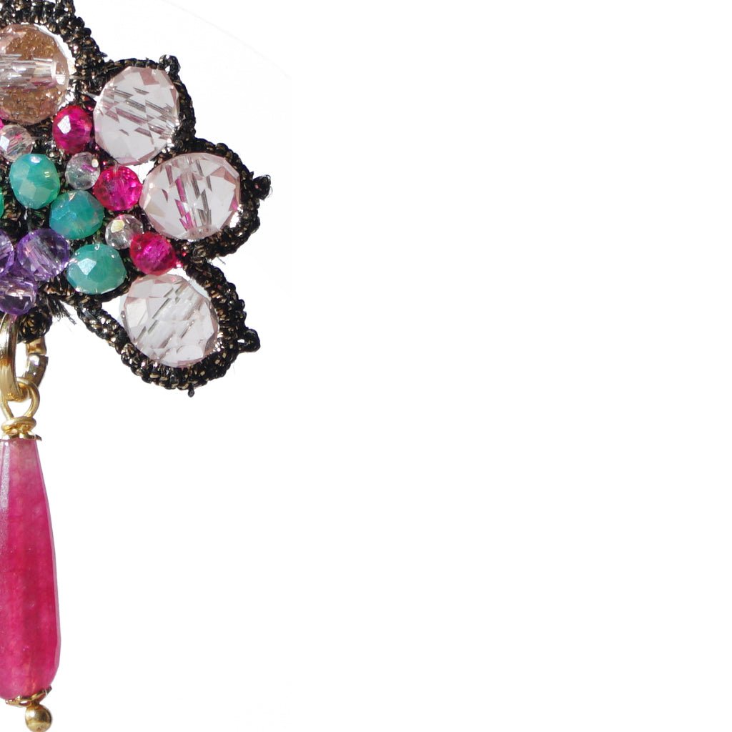 Ninfea Fuchsia Earrings - Handmade Italian Vegan Tatting Lace Jewelry - Style Queenz