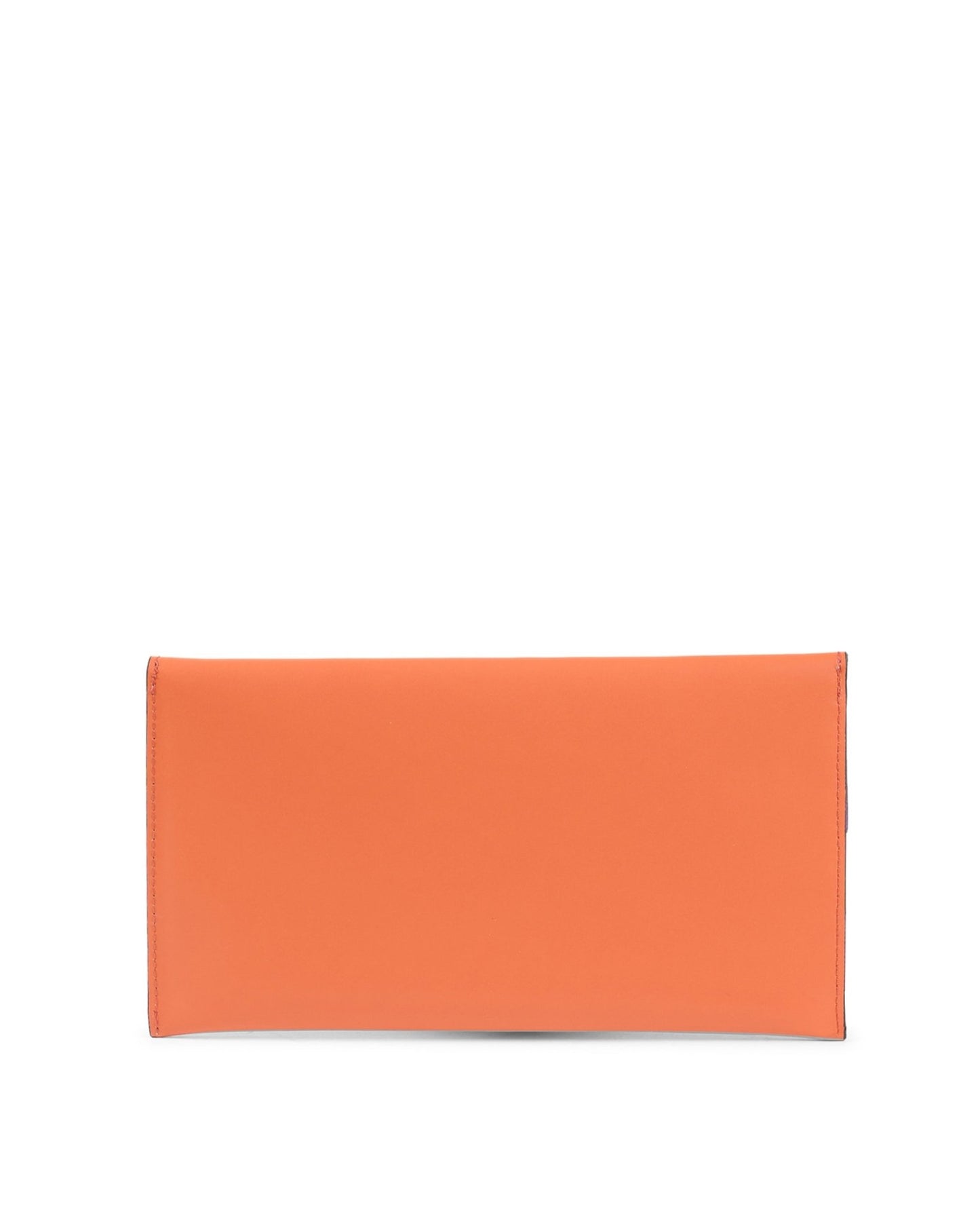 Orange Leather Envelope Clutch - Italian Designer Ruga Leather Handbag - Style Queenz