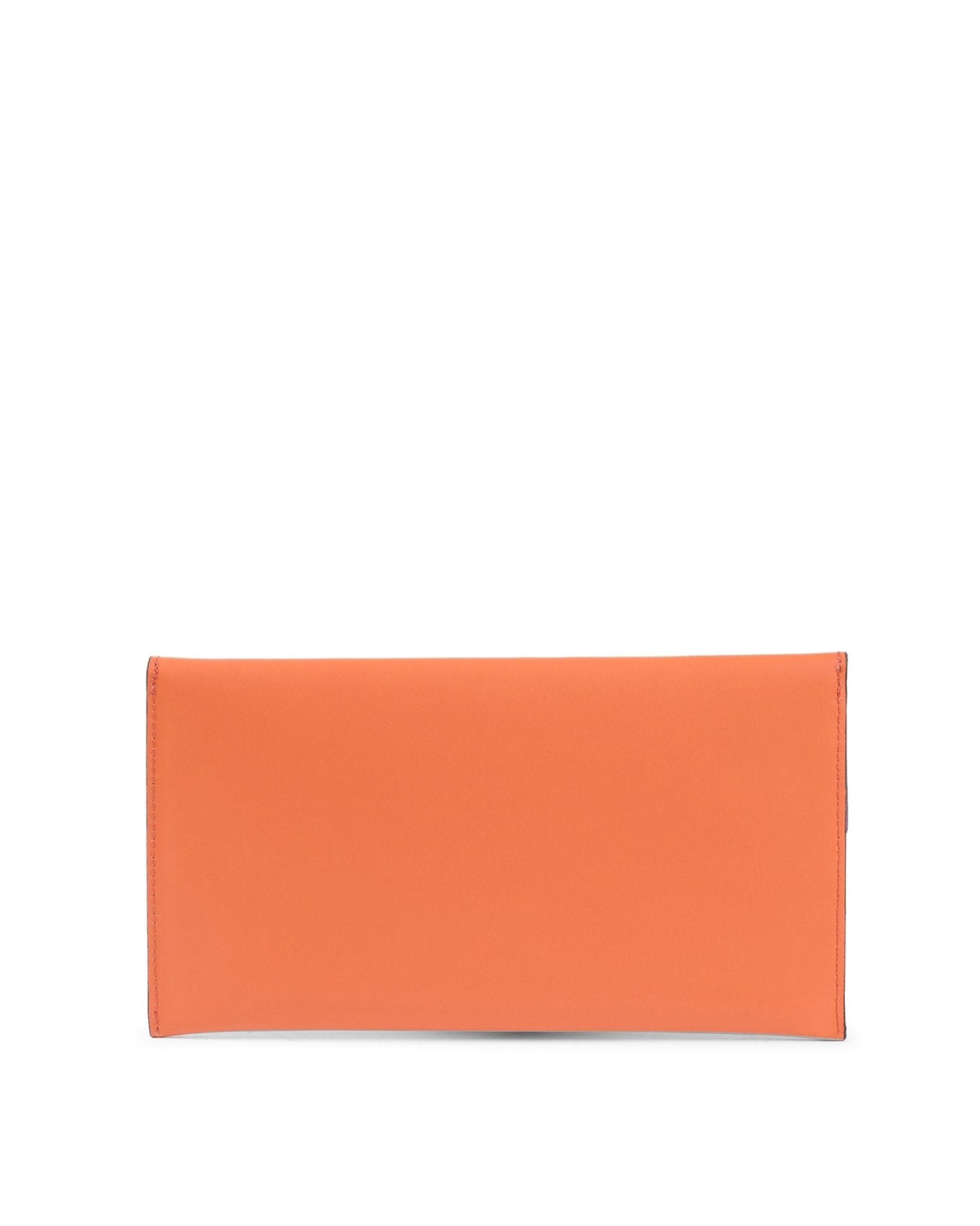 Orange Leather Envelope Clutch - Italian Designer Ruga Leather Handbag - Style Queenz