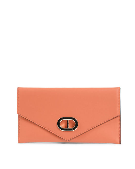 Orange Leather Envelope Clutch - Italian Designer Ruga Leather Handbag - Style Queenz