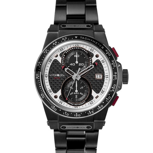 Otto Chrono All Black Bracelet Watch - Luxury Blacked - Out Chronograph with Carbon Fiber Dial - Style Queenz