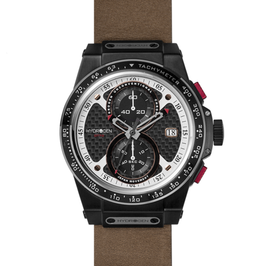 Hydrogen watch with brown strap on white background