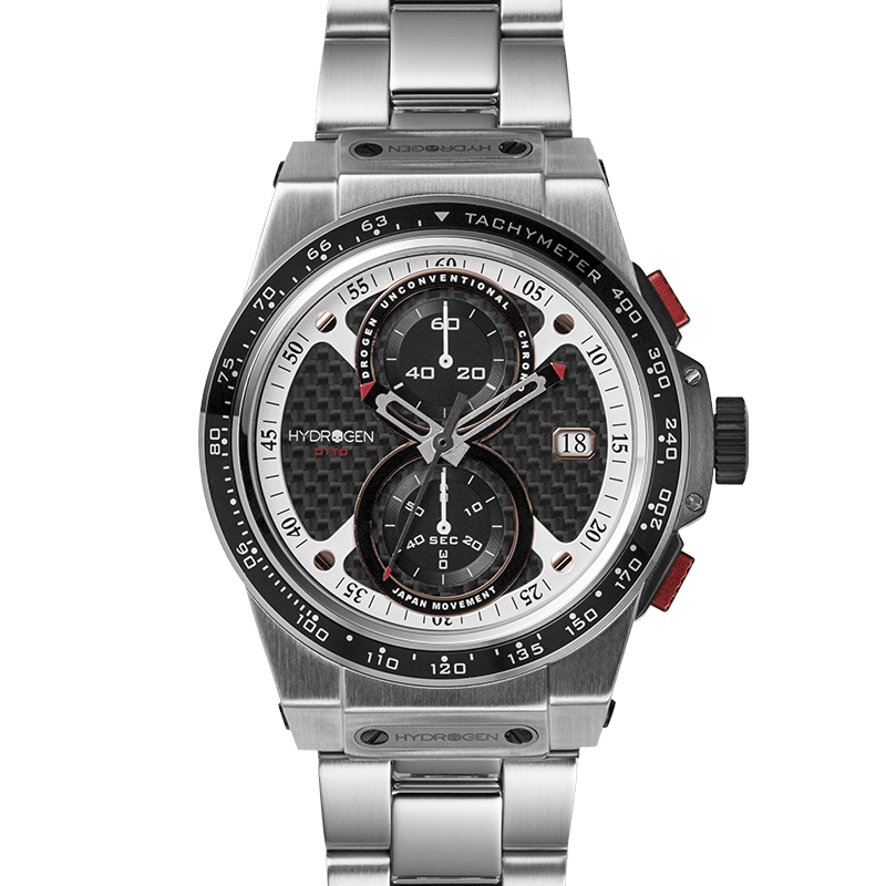 Otto Chrono Silver Stainless Steel Watch - 44mm Tachymeter Chronograph - Style Queenz