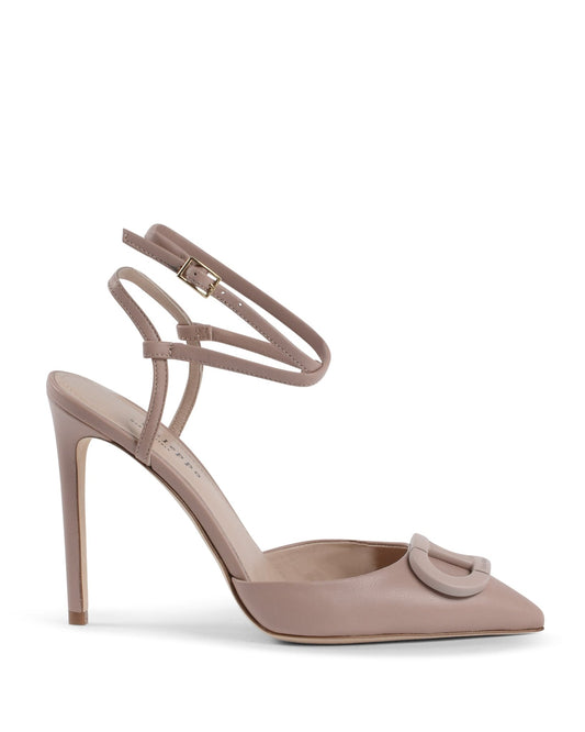 Pandora Dedalo Nude Lambskin Leather Pump Heels - Lace - Up Ankle Ties - Made in Italy - Style Queenz